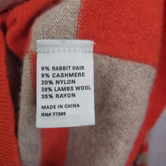 Wallace J Crew Sweater Women S Ex-Boyfriend Striped V-Neck Wool Cashmere Rabbit - Picture 8 of 12